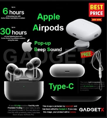 Picture of AirPods Pro 2nd genaration Made in Dubai Wireless Charging Bluetooth Earbuds