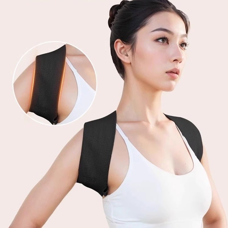 Picture of 【Popular Categories】 Back Brace Posture Corrector Belt Lumbar Shoulder Support Breathable Elastic Back Posture Correction Back Spine Orthopedic Brace BOYUAN-Black