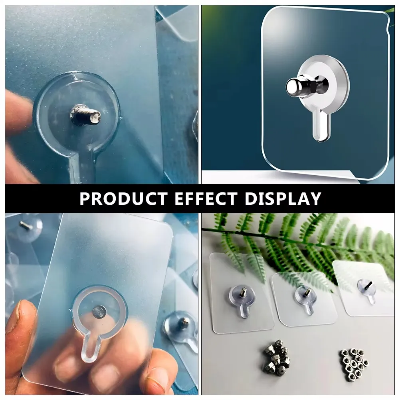 Picture of Screw Hooks with Nut Self Adhesive Hanging Holder Shelf Rack Mounted Photo Picture Wall Free Drill Kitchen Bathroom Decor
