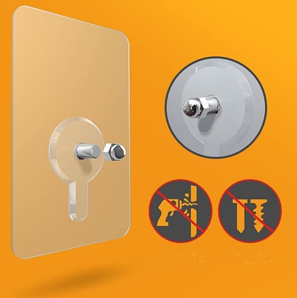 Picture of Screw Hooks with Nut Self Adhesive Hanging Holder Shelf Rack Mounted Photo Picture Wall Free Drill Kitchen Bathroom Decor