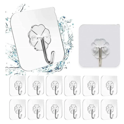 Picture of Hanger Hook For Bathroom Transparent Strong Self Adhesive Door Wall Hanger Hooks Suction Heavy Load Rack Cup Soccer