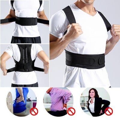 Picture of Sulymoo Posture Corrector for Women and Men, Back Brace with Shoulder Support, Adjustable Full Back Brace Straightener for Posture Improving, Relief for Upper & Lower Back, Shoulder Pain-Black