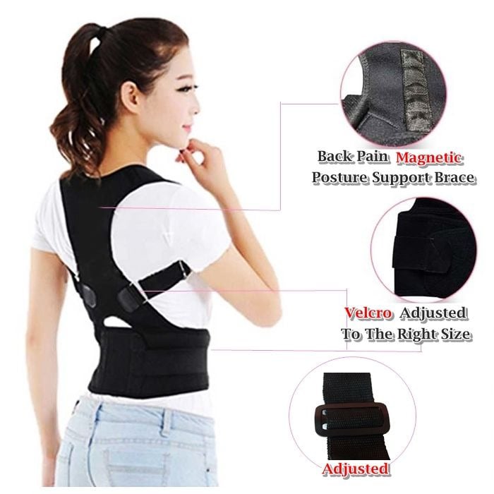 Picture of New Real Doctors Posture Corrector for Women and Men, Upgraded Back Brace with Enhanced Support, Shoulder Straightener with Cushioned Shoulder Pads & Underarm Pain Relief Strap-Black