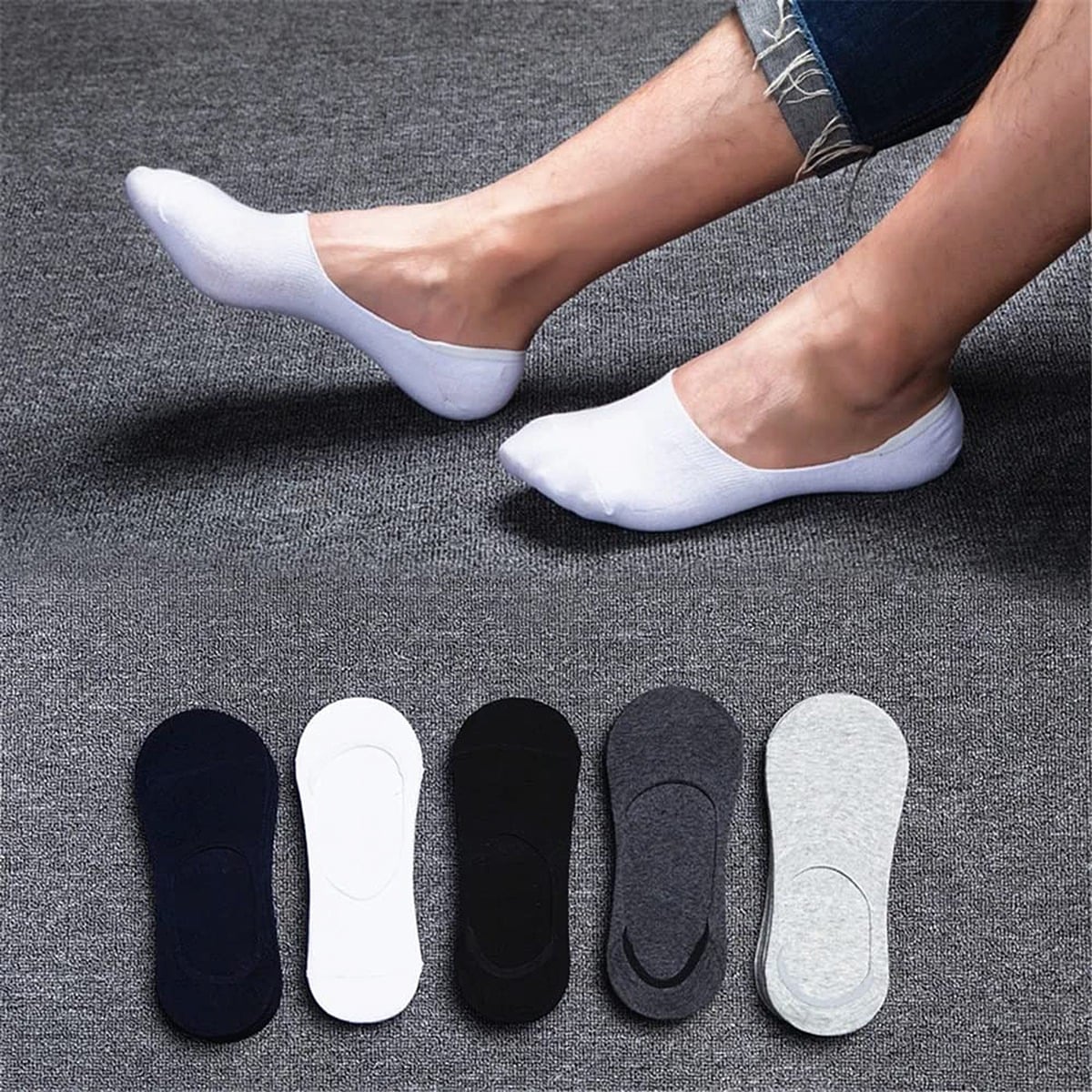 Picture of 2 Pair Premium Quality Loafer Socks for Men-Multicolor
