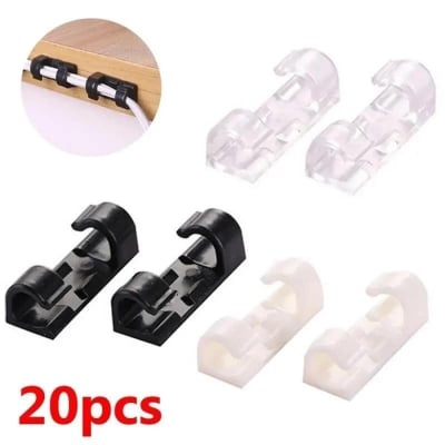 Picture of Adhesive Data Cable Charging Wire Holder Clips Wall Desktop Cable Organizer Peeling and Mounting