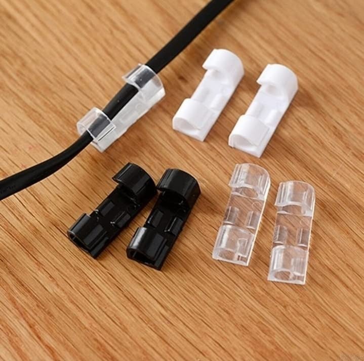 Picture of Adhesive Data Cable Charging Wire Holder Clips Wall Desktop Cable Organizer Peeling and Mounting