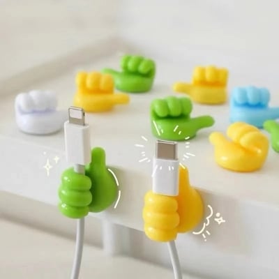 Picture of Creative Silicone Thumb Cable Organizer Clips Self Adhesive Hand Shape Cord Holders & Wall Hooks Cute & Colorful Wire Management for Home, Office & Car Durable Cable Organizer for Household & Appliances