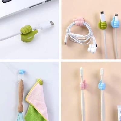 Picture of Creative Silicone Thumb Cable Organizer Clips Self Adhesive Hand Shape Cord Holders & Wall Hooks Cute & Colorful Wire Management for Home, Office & Car Durable Cable Organizer for Household & Appliances