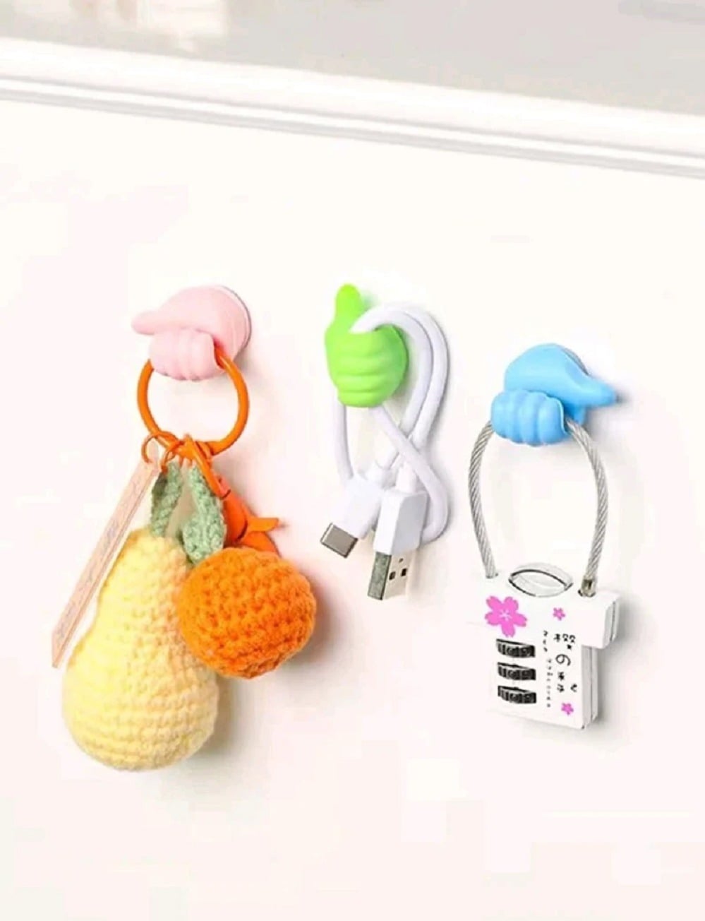 Picture of Creative Silicone Thumb Cable Organizer Clips Self Adhesive Hand Shape Cord Holders & Wall Hooks Cute & Colorful Wire Management for Home, Office & Car Durable Cable Organizer for Household & Appliances