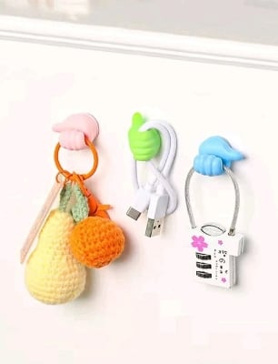 Picture of Creative Silicone Thumb Cable Organizer Clips Self Adhesive Hand Shape Cord Holders & Wall Hooks Cute & Colorful Wire Management for Home, Office & Car Durable Cable Organizer for Household & Appliances