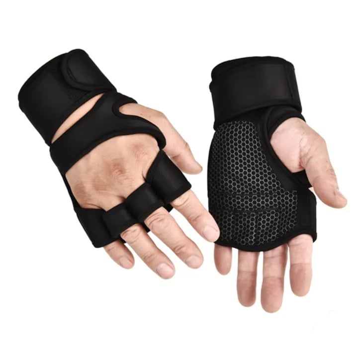 Picture of New Premium Neoprene Gym Cut Gloves with Wrist Support For Man And Woman-Black