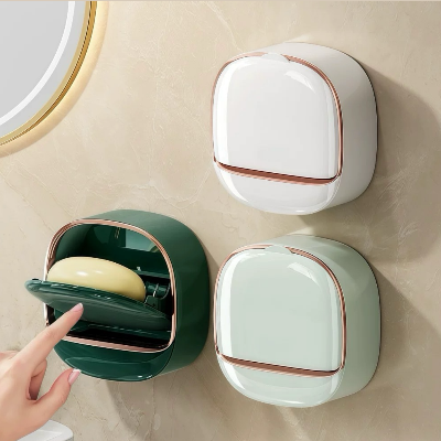 Picture of Luxury Soap Case - Self Draining Soap holder with Flip Top, Wall-Mounted Soap box with Cover, Keeps Soap Dry for Bathroom & Kitchen, Best Quality Bathroom Accessories