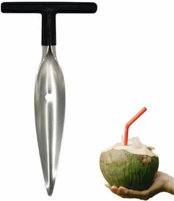 Picture of Coconut Opener Set Effortlessly Crack Open Coconuts with Stainless Steel Opener Tool, Complete with Coconut Meat Scraper with Storage Bag Ideal for Home Chefs and Tropical Beverage Lovers