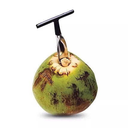 Picture of Coconut Opener Set Effortlessly Crack Open Coconuts with Stainless Steel Opener Tool, Complete with Coconut Meat Scraper with Storage Bag Ideal for Home Chefs and Tropical Beverage Lovers