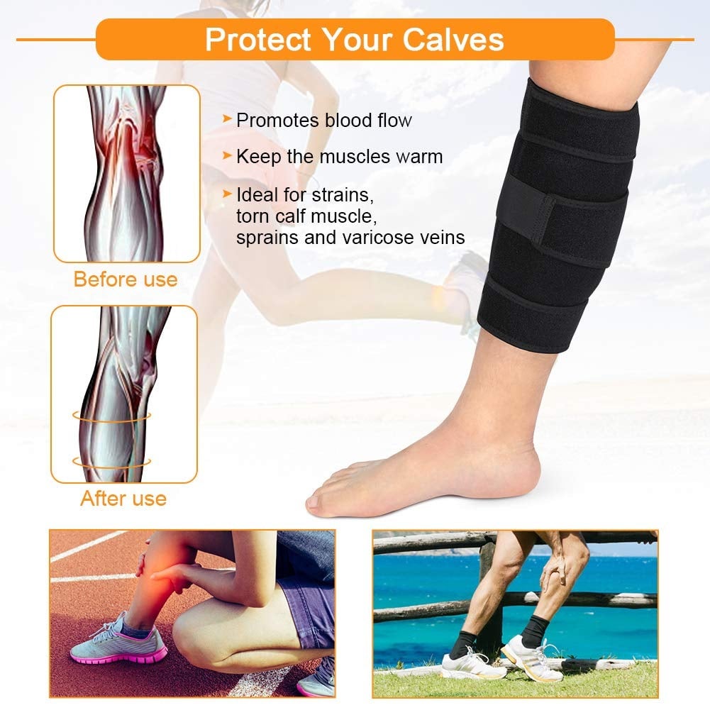Picture of Adjustable Calf Brace for Men Women, Lower Leg Compression Wrap, Calf Compression Sleeve with Six Nylon Buckle Pressure Strips, Shin Splint & Calf Support for Torn Calf Muscle, Varicose Veins
