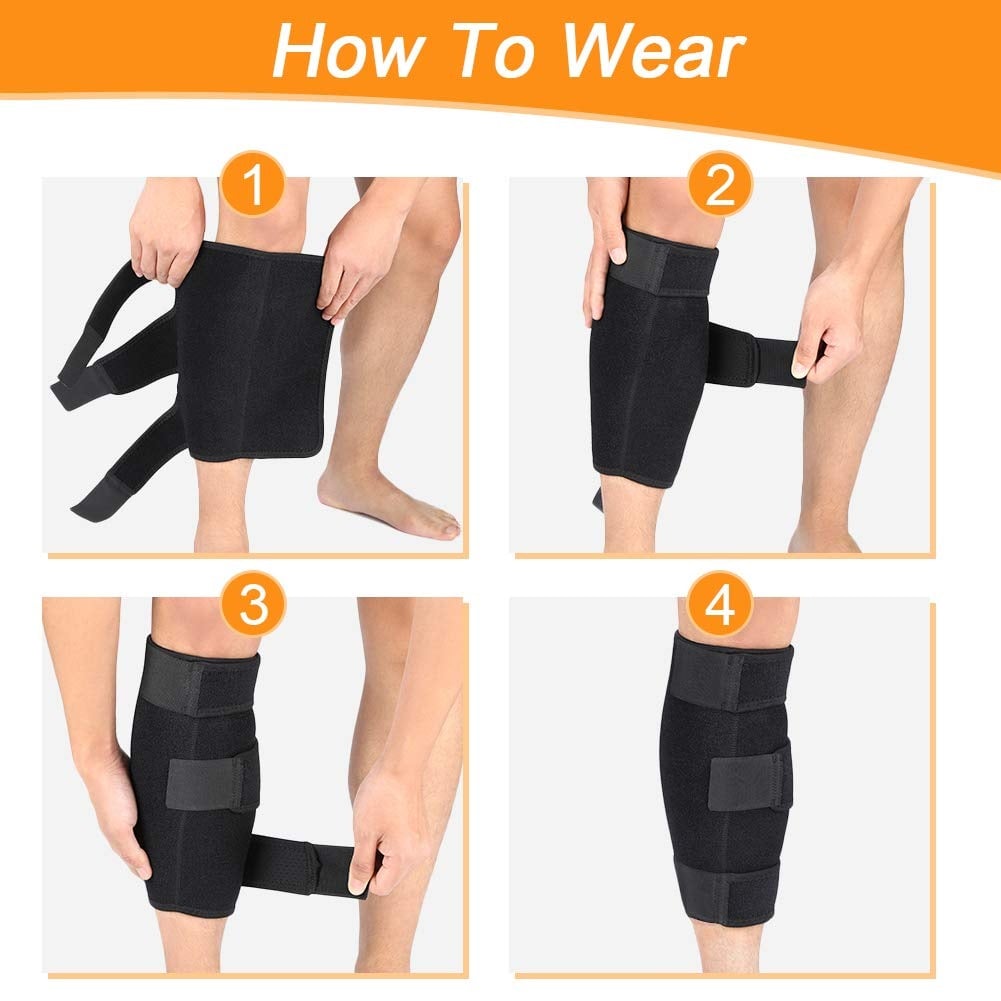 Picture of Adjustable Calf Brace for Men Women, Lower Leg Compression Wrap, Calf Compression Sleeve with Six Nylon Buckle Pressure Strips, Shin Splint & Calf Support for Torn Calf Muscle, Varicose Veins