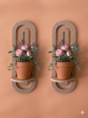 Picture of Wooden Arched Wall Mounted  Shelf - Boho Decor Floating Shelves Book Display Rainbow Shelf for Home Bedroom Living Room Nursery Office Showpiece Stand,  Flower Stand, Flower pot holder