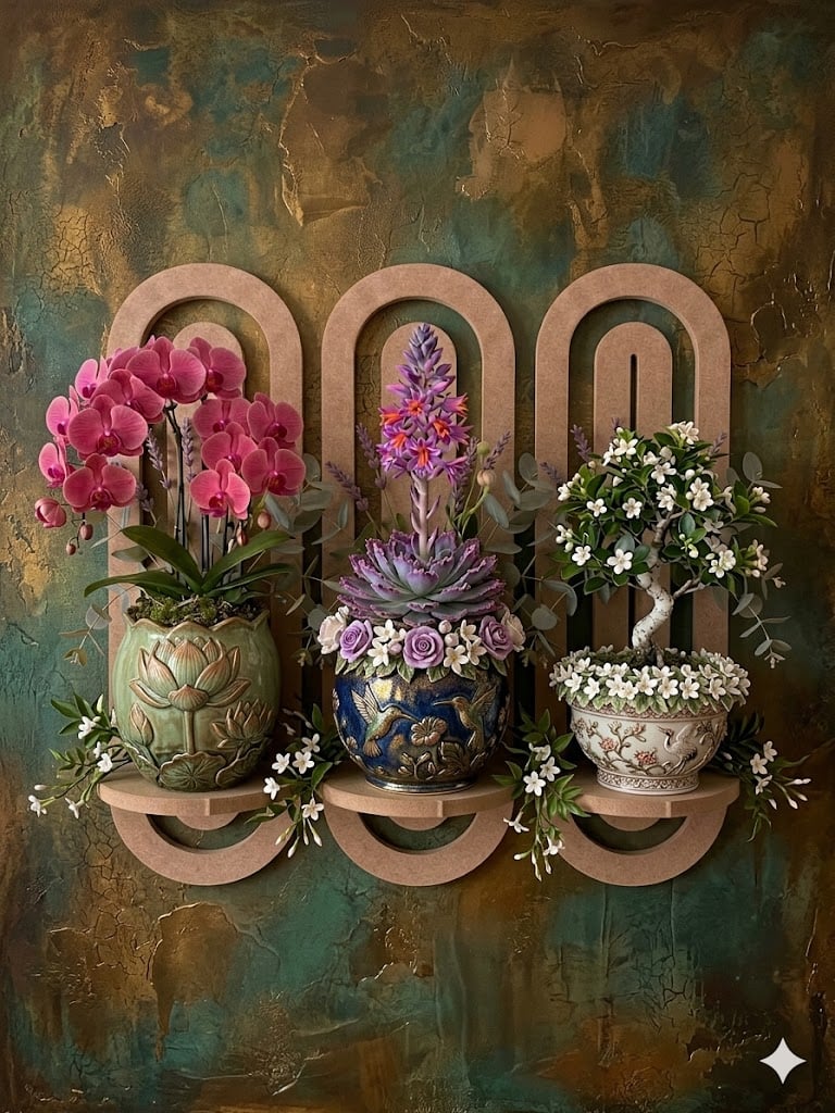 Picture of Wooden Arched Wall Mounted  Shelf - Boho Decor Floating Shelves Book Display Rainbow Shelf for Home Bedroom Living Room Nursery Office Showpiece Stand,  Flower Stand, Flower pot holder