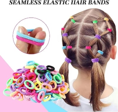 Picture of 100 Pcs/set Baby Girl Rubber Bands Kids Elastic Hair Bands for Children Mixed Colors Mini Ponytail Holder Baby Hair Accessories-Multicolor