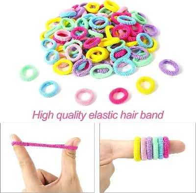 Picture of 100 Pcs/set Baby Girl Rubber Bands Kids Elastic Hair Bands for Children Mixed Colors Mini Ponytail Holder Baby Hair Accessories-Multicolor