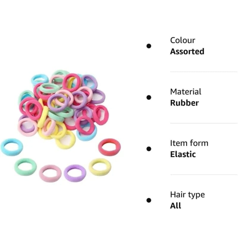 Picture of 100 Pcs/set Baby Girl Rubber Bands Kids Elastic Hair Bands for Children Mixed Colors Mini Ponytail Holder Baby Hair Accessories-Multicolor