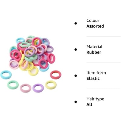 Picture of 100 Pcs/set Baby Girl Rubber Bands Kids Elastic Hair Bands for Children Mixed Colors Mini Ponytail Holder Baby Hair Accessories-Multicolor