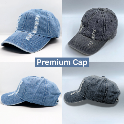 Picture of Premium Denim Cap for Men and Women - Stylish Unisex Jeans Cap with Distressed Design cap for men best quality-One size