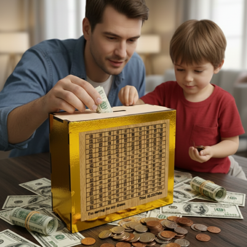 Picture of Reusable 50,000 Taka Money Saving Challenge Box | Visual Goal Tracker for Cash & Coins, Build Your Financial Future