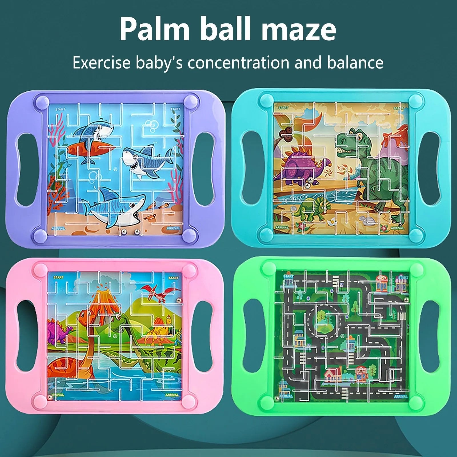 Picture of New Double Balance Ball Maze Puzzle Handheld Board Game for Kids - Children 3D Educational Brain Toy-Multicolor