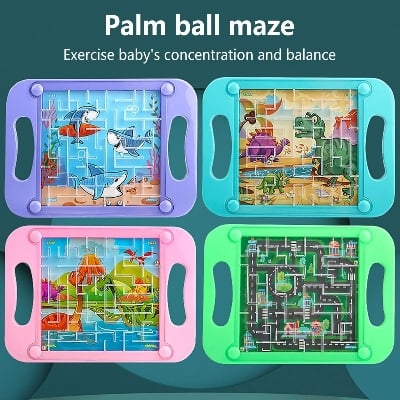 Picture of New Double Balance Ball Maze Puzzle Handheld Board Game for Kids - Children 3D Educational Brain Toy-Multicolor