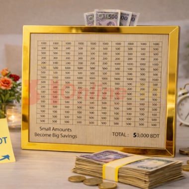 Picture of Premium Gold Frame Money Saving Box – Save 50,000 BDT Goal Planner