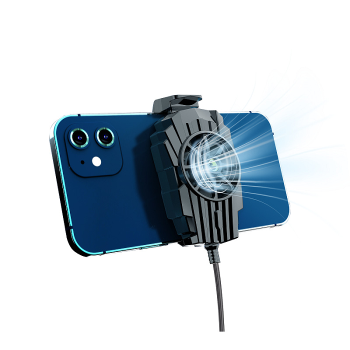 Picture of Mobile Phone Cooler live radiator Phone Cooler Gaming Fast Running Noiseless Mobile Phone Cooling Fan for Live Streaming PUBG TikTok Outdoor Vlog-Black