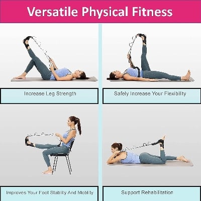 Picture of Yoga Flexibility Stretching Leg Stretcher Strap for Ballet Cheer Dance Gymnastics Trainer Yoga Flexibility Leg Stretch Belt-Black