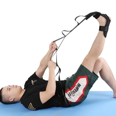 Picture of Pilates Yoga Belt Multi-Loop Exercise Stretch Strap with Foot Hook Keep Fit Physical Therapy Dance Belt Flexibility Training-Black