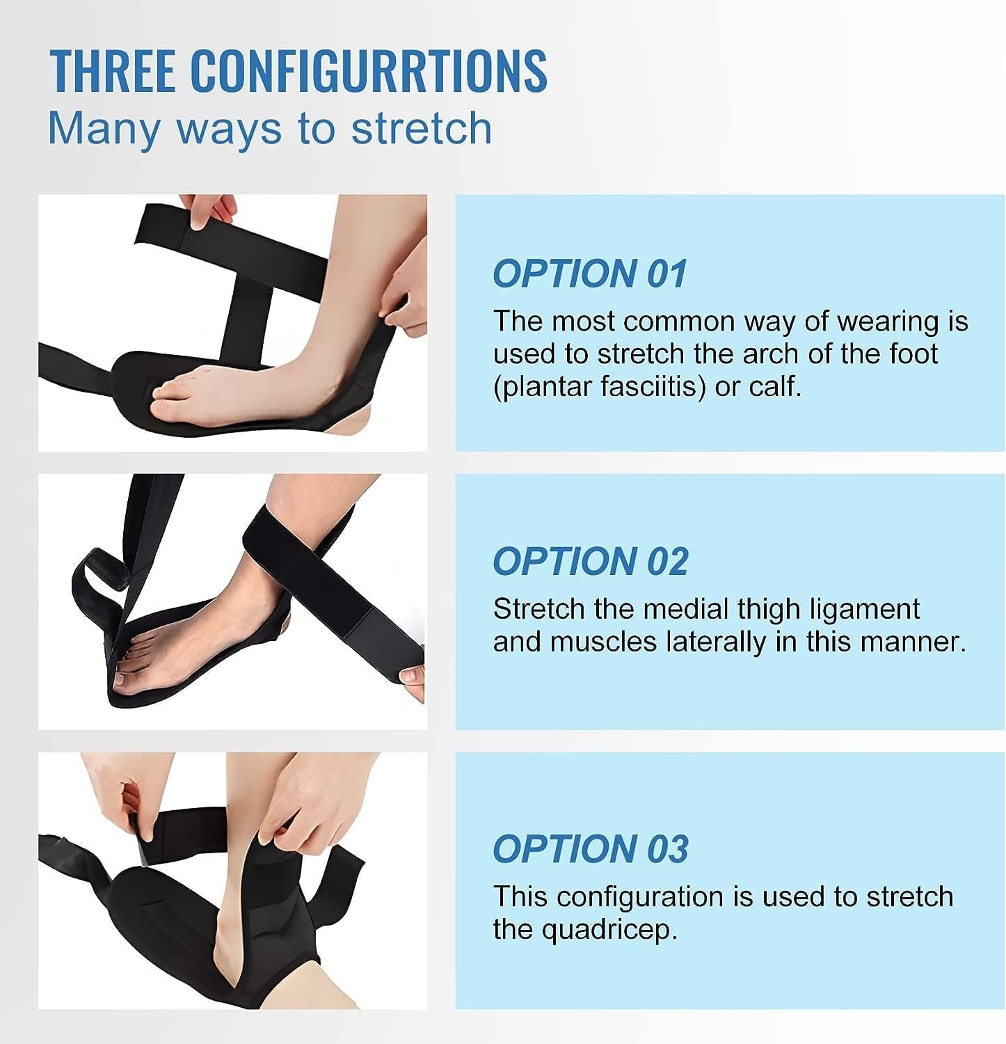Picture of Pilates Yoga Belt Multi-Loop Exercise Stretch Strap with Foot Hook Keep Fit Physical Therapy Dance Belt Flexibility Training-Black