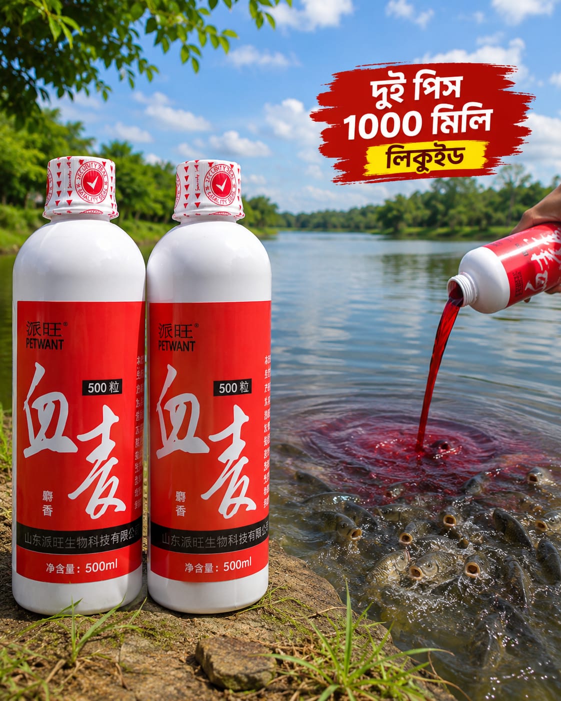 Picture of New Fishing Liquid, Red 40 Fishing Liquid, 500ml Red Worm Concentrate Liquid, Red Ink Fishing Liquid, Strong Fish Attractant Concentrated Red Worm Liquid Bait Additive-Multicolor 