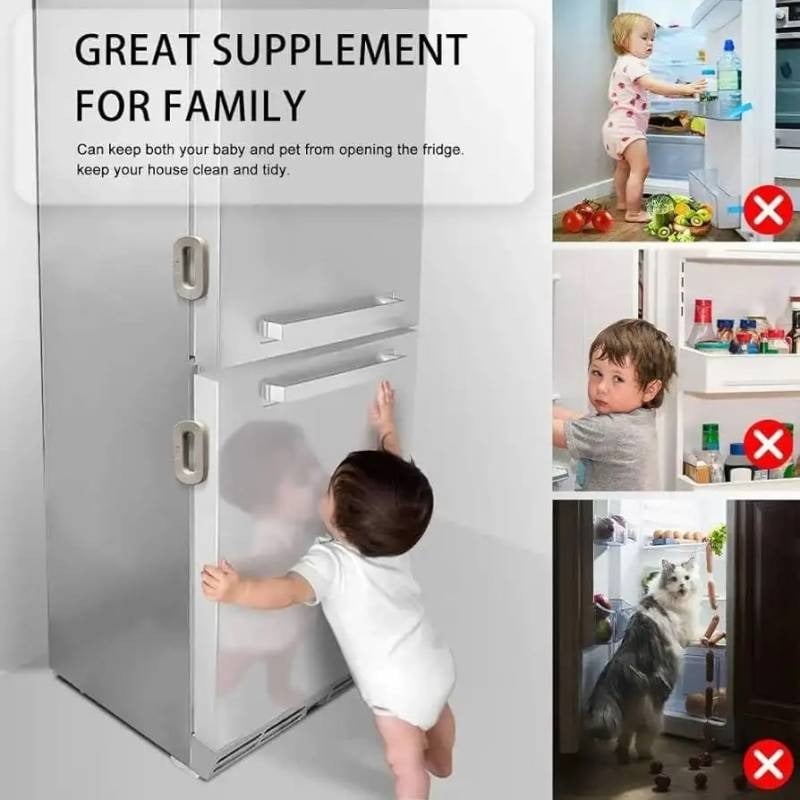 Picture of Self Adhesive Fridge Lock Latch System Baby Proof Refrigerator Lock for Kids Multi-Usage and Easy to Install Gray-Multicolor 