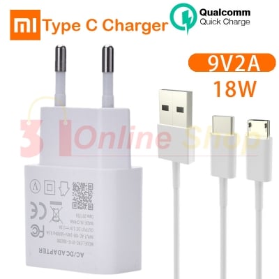 Picture of MI 18W Quick Charge 3.0 Fast Charger with Type C Cable For All Mi Xiaomi Smart Mobile Phones-White