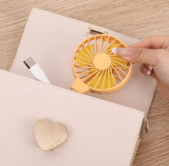 Picture of Small Handheld Fan usb Fan Mini Desktop Office Mute usb  Portable Silent Office Small Fan Outdoor Laptop Power Bank Summer Office Table Fan Rechargeable -Random color-Multicolor