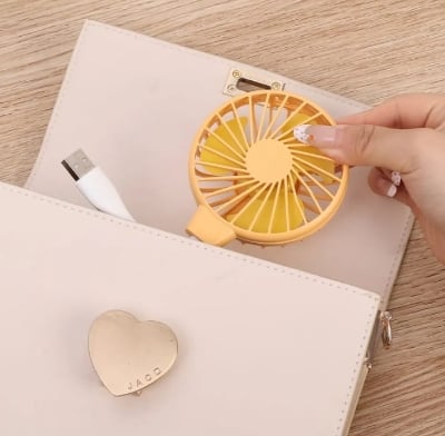 Picture of Small Handheld Fan usb Fan Mini Desktop Office Mute usb  Portable Silent Office Small Fan Outdoor Laptop Power Bank Summer Office Table Fan Rechargeable -Random color-Multicolor