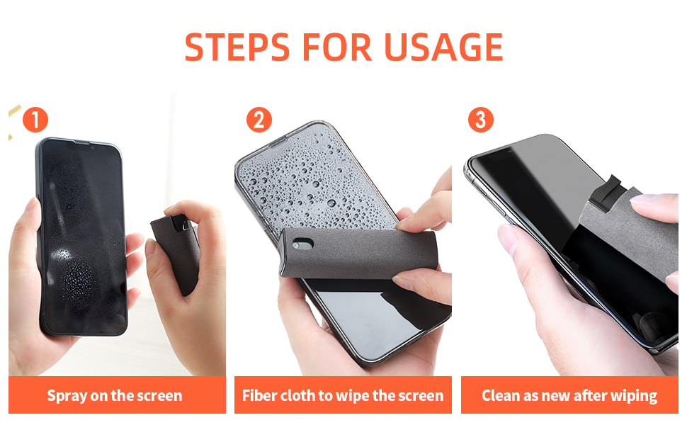 Picture of Screen cleaning care without scratches 2 In 1 Phone Screen Cleaner Spray Computer Phone Screen Dust Removal Tool Good effect and easy to use-Black