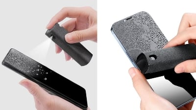 Picture of Screen cleaning care without scratches 2 In 1 Phone Screen Cleaner Spray Computer Phone Screen Dust Removal Tool Good effect and easy to use-Black