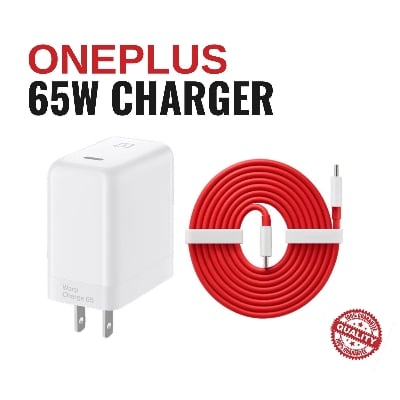 Picture of OnePlus 8T/9/9 Pro 65W Warp Charger with Type-C Cable - Fast Charging Compatible- White