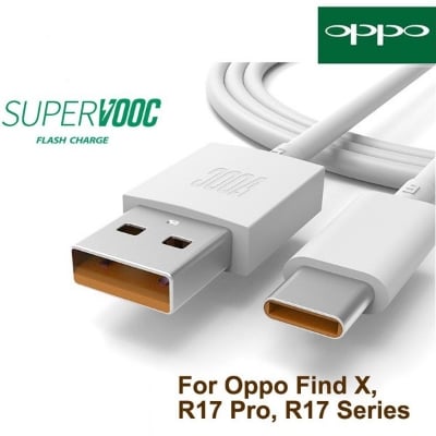 Picture of Oppo Super VOOC Data Line Type-C USB Fast Charger Cable For OPPO Reno 4 3 Pro Find X X2 Pro R9 R9S Plus R15 R11 R11s plus-White