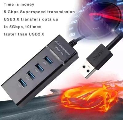 Picture of 4 Port USB HUB SuperSpeed 3.0 Portable Mini-HubUSB Hub Black 1.2 M-Black