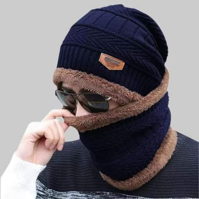 Picture of Winter Hat And Neck Warmer For Men Knit Cap Skullies Beanies For Man & Women - Cap For Men - Cap-Multicolor-One size