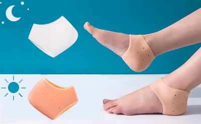 Picture of Silicone Protector Sleeve Heel Pads Heel Cups Plantar Fasciitis Support Feet Care Skin Repair Cushion Half-yard Socks Gel Heel-Multicolor-One size