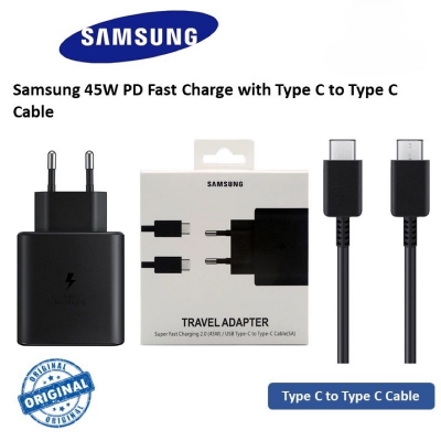 Picture of Official Samsung 45W PD Fast Charging Adapter /Charger Type-C to Type-C with Cable-Multicolor