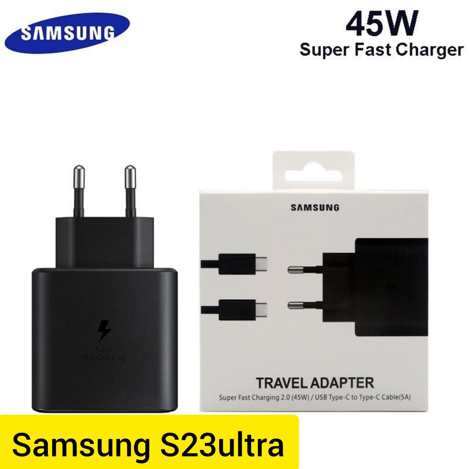 Picture of Official Samsung 45W PD Fast Charging Adapter /Charger Type-C to Type-C with Cable-Multicolor
