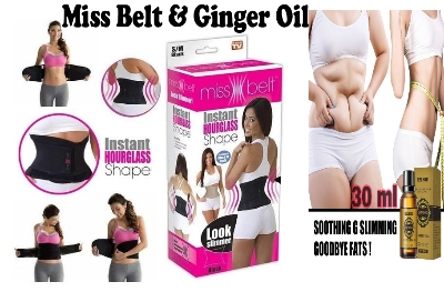 Picture of Slimming Belt Miss Waist Belt Instant Hourglass Shape & Ginger Essential Oil-Slimming combo pack Ginger Oil-Multicolor-Free Size